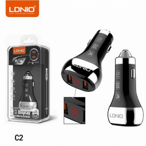 АЗУ LDNIO C2 36W QC 3.0 2USB с LED дисплеем + Кабель Micro