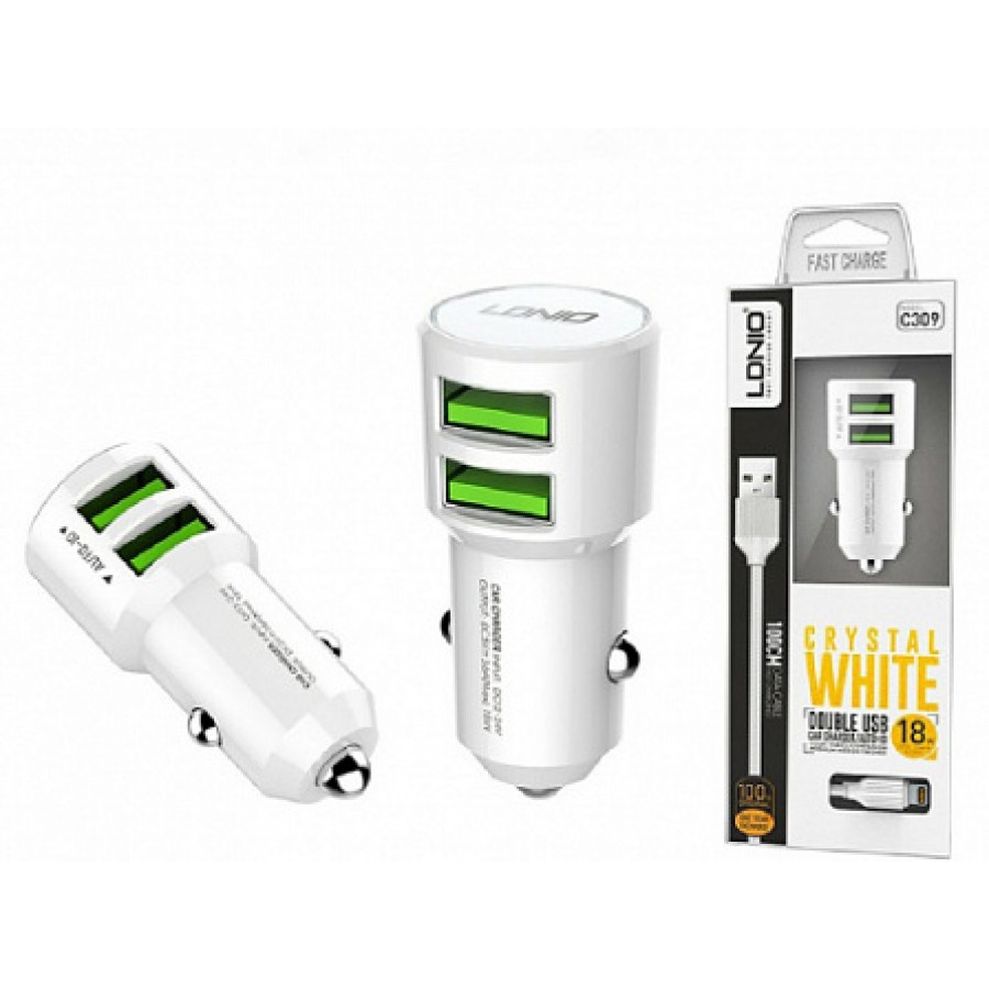АЗУ LDNIO C309 18W 2USB + Кабель Lightning
