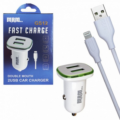 АЗУ MRM GS12 5V2.4A 2USB + Lightning cable 1м