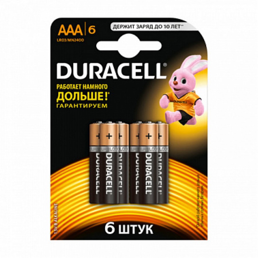 Элемент питания DURACELL LR03 BL6 BASIC (упаковка 6шт)