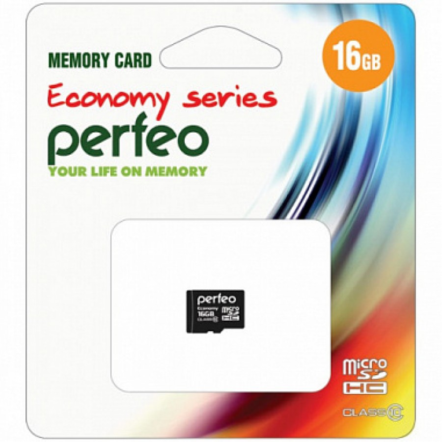 Карта памяти MicroSD 16GB Perfeo Class 10 economy series