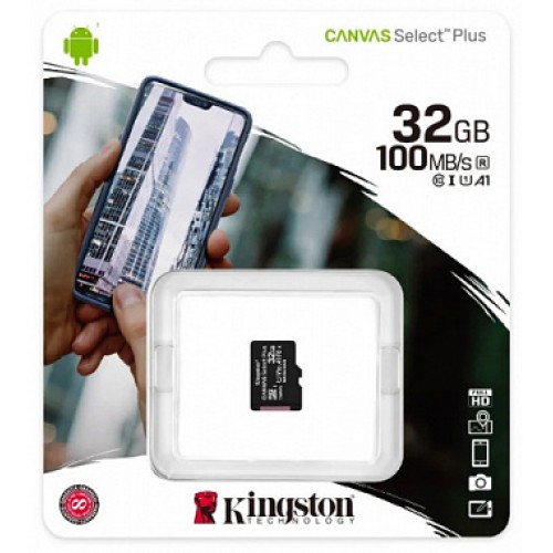 Карта памяти MicroSD 32GB Kingston Class 10 Canvas Select Plus A1 (100 Mb/s) без адаптера