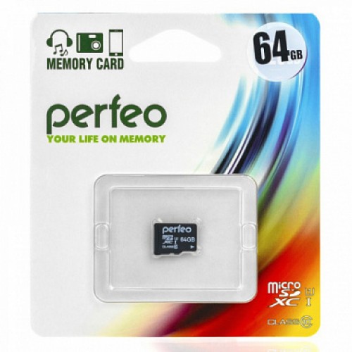 Карта памяти MicroSDXC 64GB Perfeo Class 10 UHS-1 без адаптера