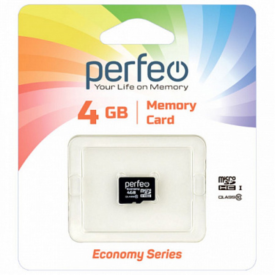 Карта памяти MicroSD 4GB Perfeo Class 10 без адаптера economy series