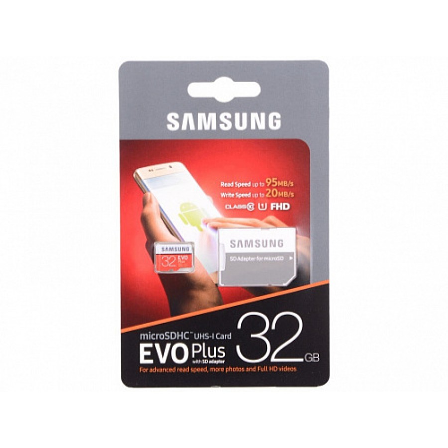 Карта памяти MicroSD 32GB Samsung Class 10 Evo Plus U1 (95/20 Mb/s) + адаптер