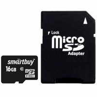 Карта памяти MicroSD 16GB Smartbuy Class 10 + адаптер