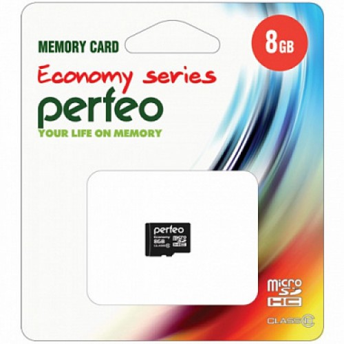 Карта памяти MicroSD 8GB Perfeo Class 10 economy series