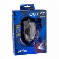 Мышь проводная PERFEO "QUEST",6 кн, USB, Game Design, подсветка 6 цветов