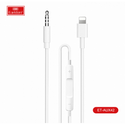 AUX кабель Earldom AUX42 Lightning - 3.5mm (с регулятором громкости) + Bluetooth