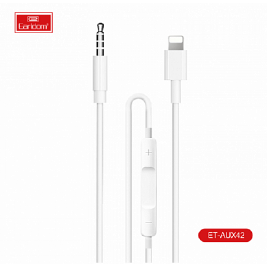 AUX кабель Earldom AUX42 Lightning - 3.5mm (с регулятором громкости) + Bluetooth