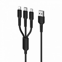 USB кабель Borofone BX16 3-in-1 Easy charging cable for Lightning+Micro+Type-C