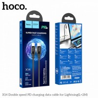 USB кабель Hoco X14 Double speed PD charging data cable for Lightning 2m