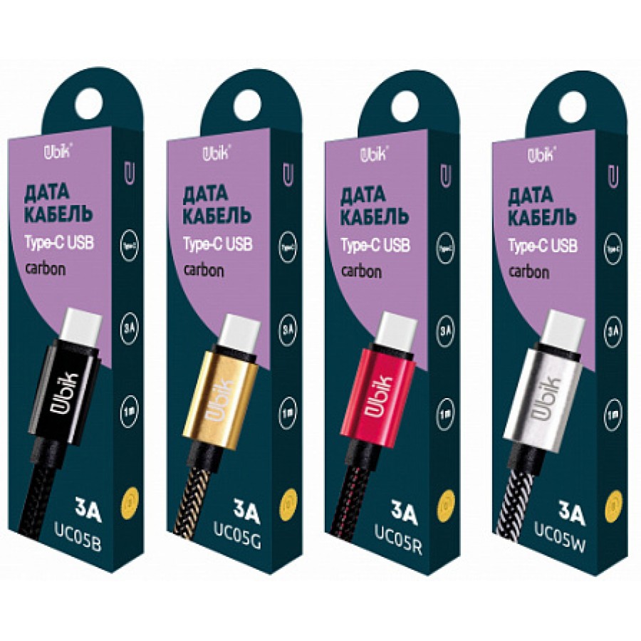 USB кабель Ubik UC05 Type-C Carbon 3A