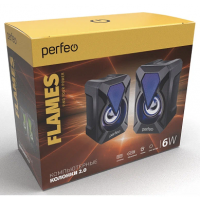 Колонки Perfeo FLAMES, 2.0, 2х3 Вт, USB, Game Design, LED подсветка 7 цветов