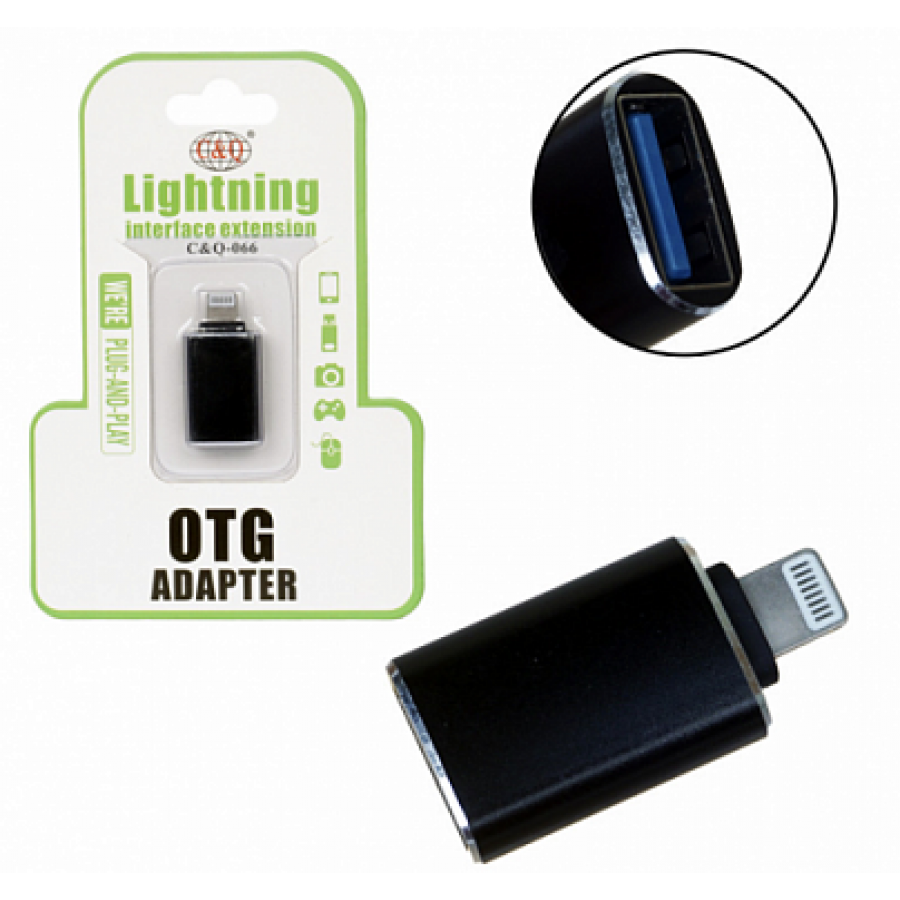 OTG переходник CQ066 Lightning на USB Metal (блистер)