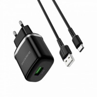 СЗУ Borofone BA36A 18W QC3.0 1USB + кабель Type-C (EU)