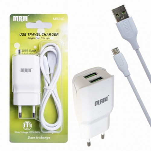 СЗУ MRM MR24m 5V/2.4A 2USB + кабель Micro 1.2m (EU)