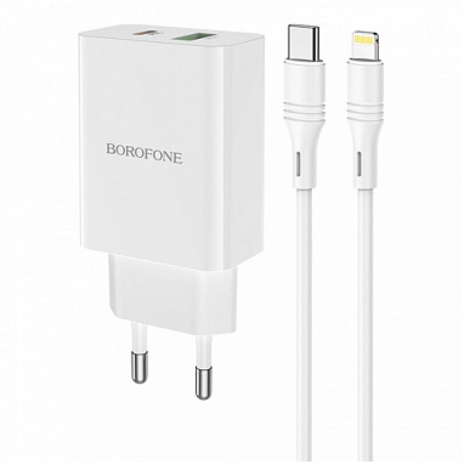 СЗУ Borofone BA56A Lavida PD 20W QC3.0 2USB(USB-C+USB-A) + кабель Type-C to Lightning (EU)