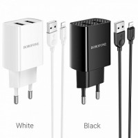 СЗУ Borofone BA53A Powerway dual port charger set(Lightning)(EU)