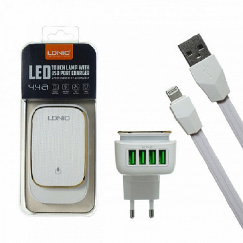 СЗУ LDNIO A4405 4.4A 4USB Led+ Кабель Micro