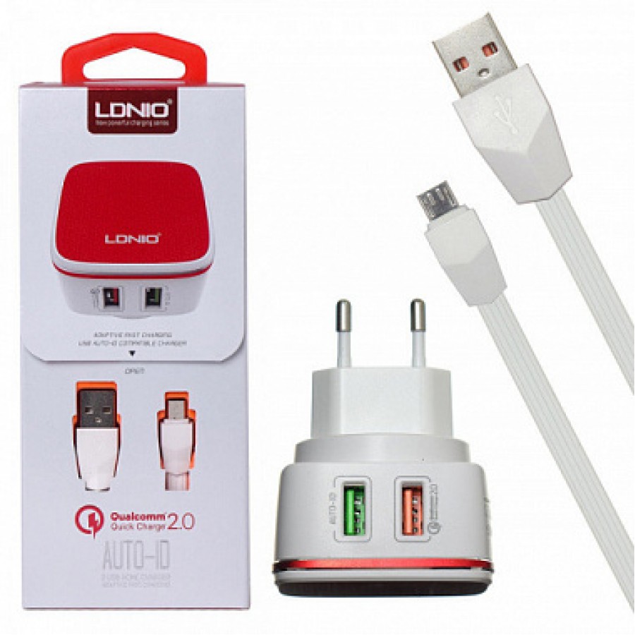 СЗУ LDNIO A2405Q 30W QC 3.0 2USB + Кабель Lightning