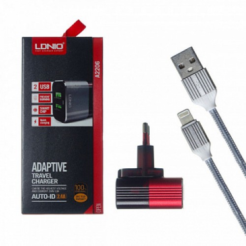 СЗУ LDNIO A2206 2USB 2.4A + Кабель Type-C (EU)