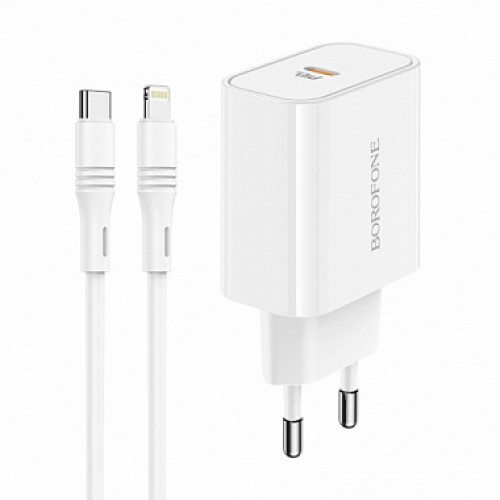 СЗУ Borofone BA57A Easy Speed single port PD20W charger set(Type-C to Lightning)(EU)