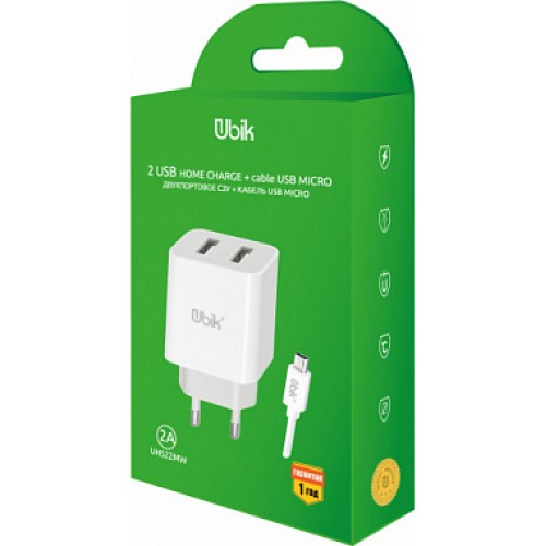 СЗУ Ubik UHS22 2USB 2.1A + кабель Micro (EU)