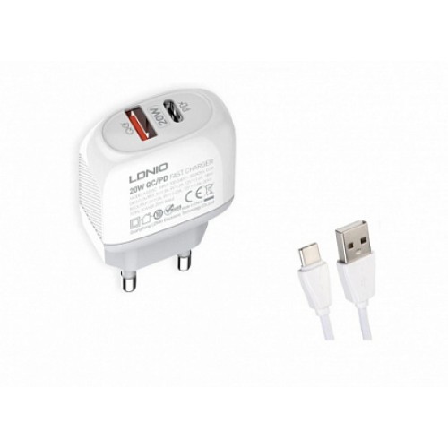 СЗУ LDNIO A2316C+ Кабель Type-C/PD + QC 3.0/2 USB Auto-ID/Выход: 5V_9V_12V, 20W