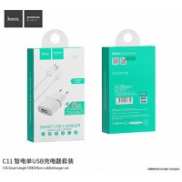 СЗУ Hoco C11 Smart single USB (Micro cable) charger set (EU)