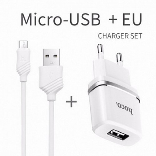 СЗУ Hoco C11 Smart single USB (Micro cable) charger set (EU)