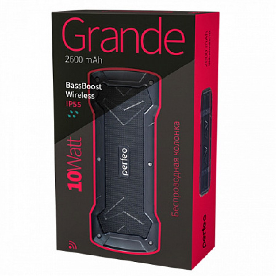 Bluetooth-колонка Perfeo "GRANDE" FM, MP3 microSD, AUX, мощность 10Вт, 2600mAh